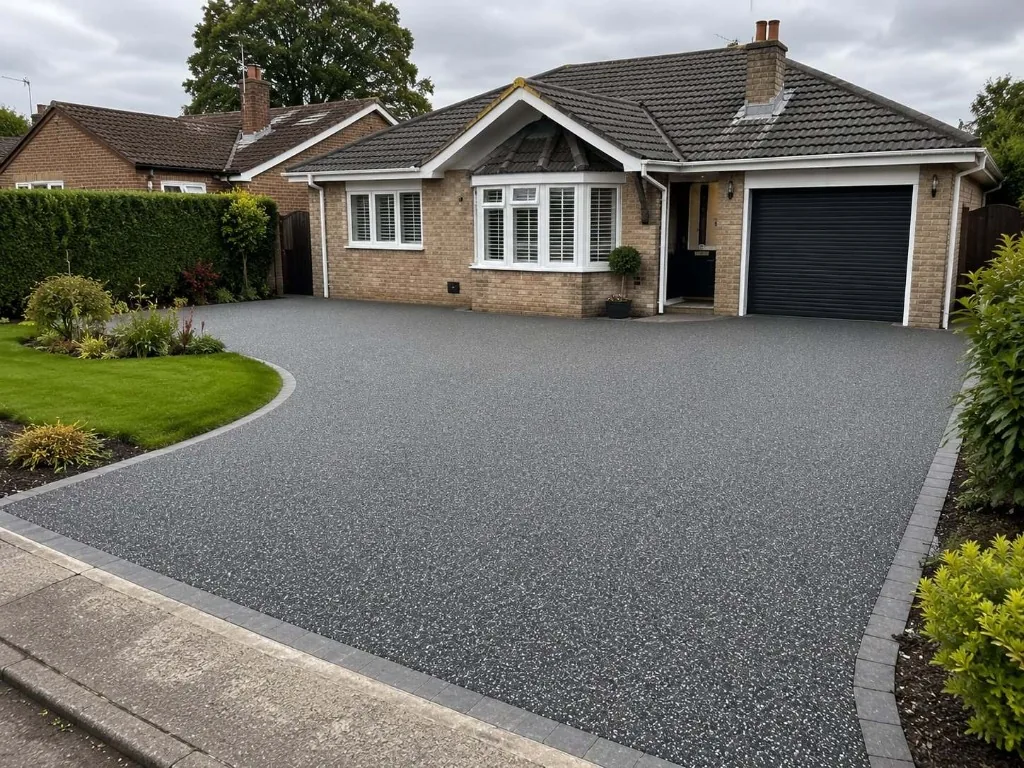 Resin bound driveway installed in Daltex Anthracite finish