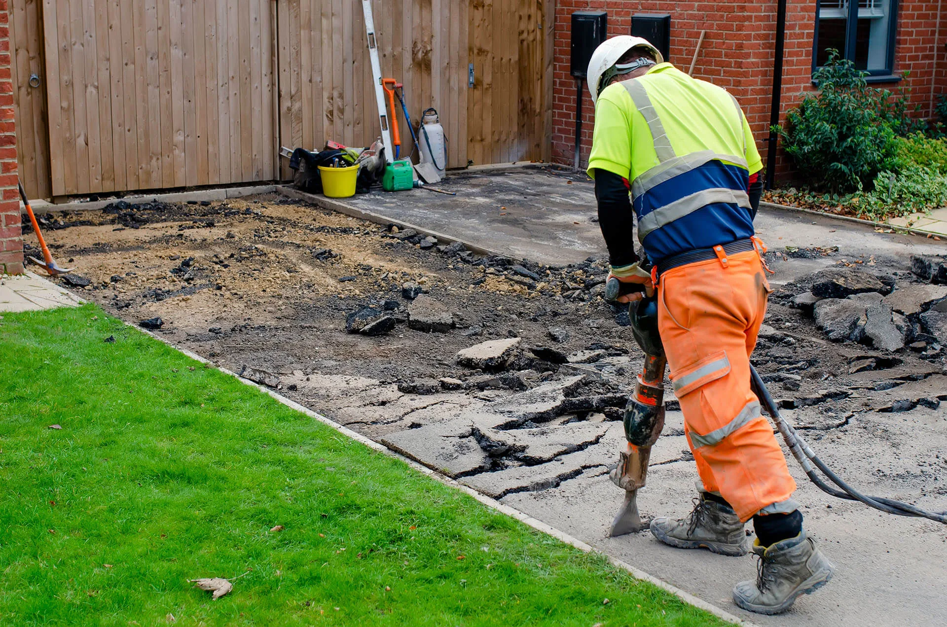 Groundworks preparation showing compacted sub-base ready for resin bound surfacing