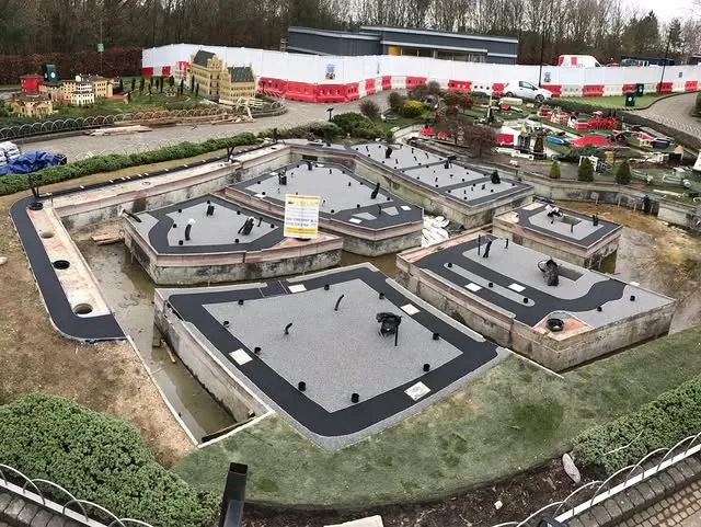 Aerial view of LEGOLAND Miniland resin bound resurfacing in progress