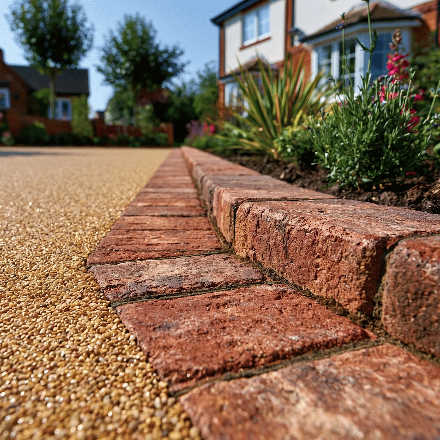 Standard Block — Brindle edging installed on a resin bound driveway by SureLay UK